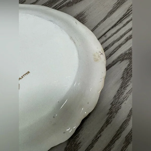 Antique Victorian Floral Oblong Porcelain Platter Stamped “Small Meat Platter 7” - Picture 7 of 7